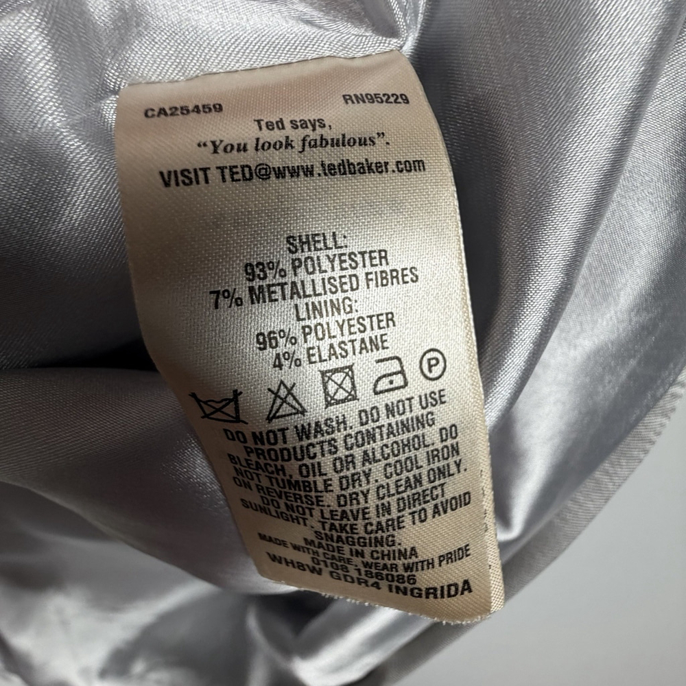 Ted Baker London Ingrida Jacquard Dress Mid Pink Gold Grey V-Neck Size 3 - Picture 7 of 9